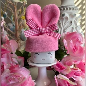 🐰Pink Easter Bunny Marshmallow Mug Hat, Easter Tier Tray Decor